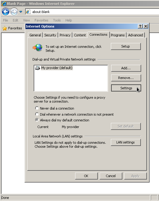 IE choose provider