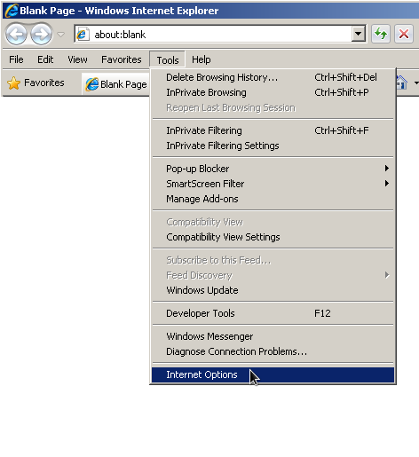IE internet options