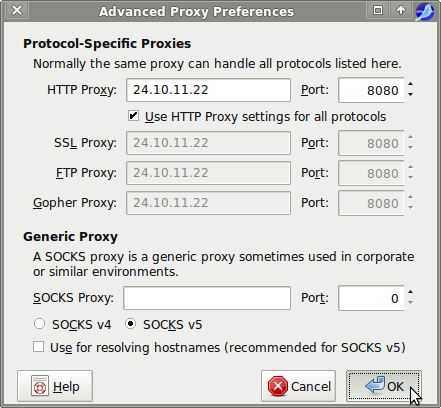 using http proxy in seamonkey