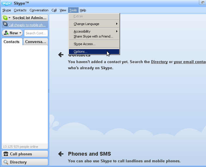 how to use proxy with skype options